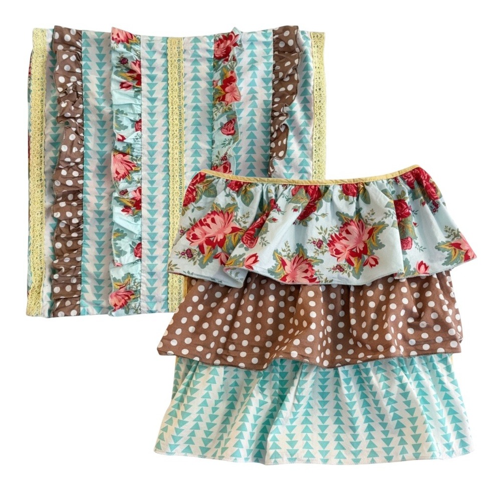 Matilda Jane Ruffled Pillow Sham Case 20 x 17 Floral Floral Polka Dot Patchwork